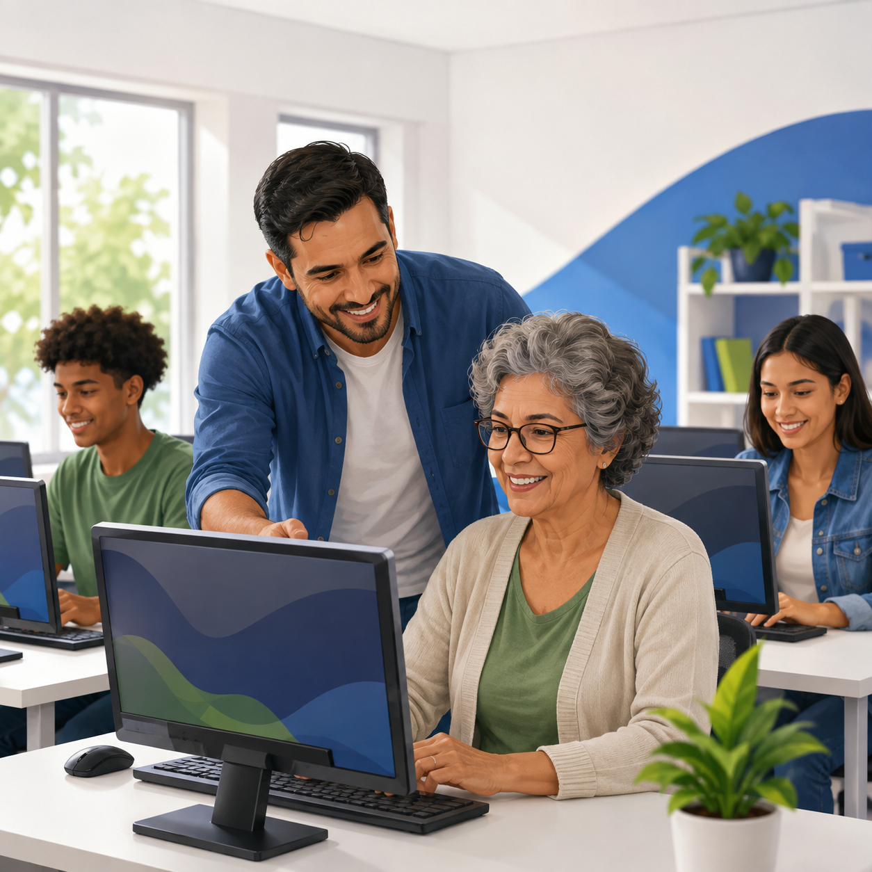 Alunos aprendendo informática na Plataformas Tech